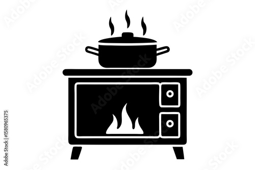 Modern Stove Design Elements Isolated on White – Kitchen Appliance Graphics