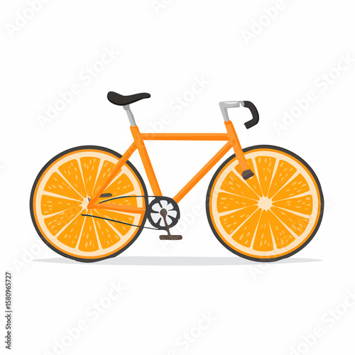 Orange bicycle wheels a refreshing citrus transport, concept art