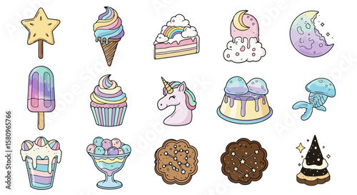 Pastel Sweet Treats: Dreamy Dessert Icons for Whimsical Designs