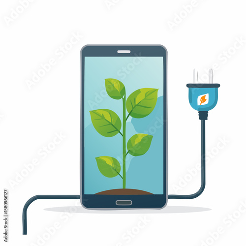 Smartphone recharging from a plant, green energy technology solution