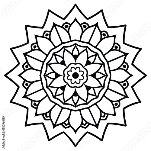 Abstract seamless floral vector pattern with an ornate, round flower design