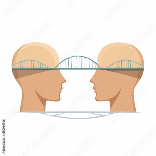 Two human silhouettes connect with bridge, demonstrating understanding
