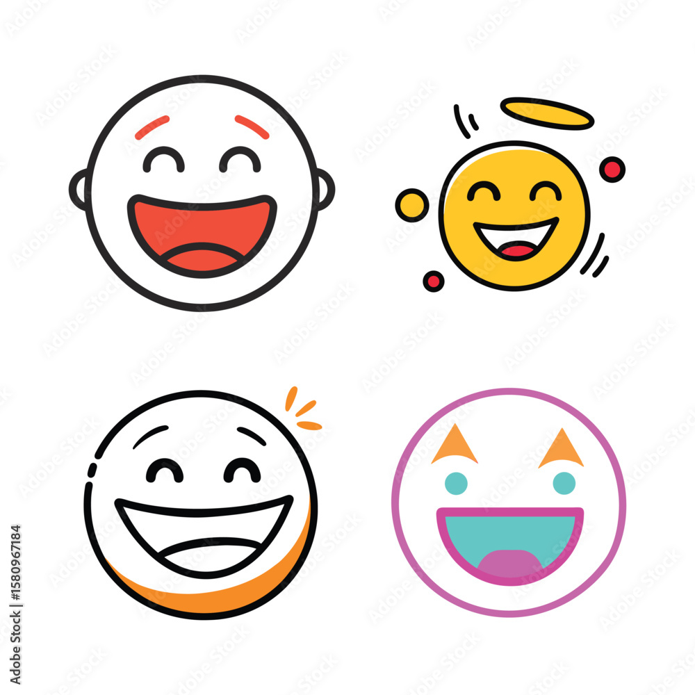 Fototapeta premium set of funny cartoon smileys