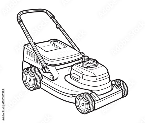 Electric lawn mower line art.