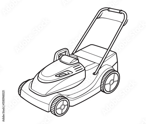 Electric lawn mower line art.