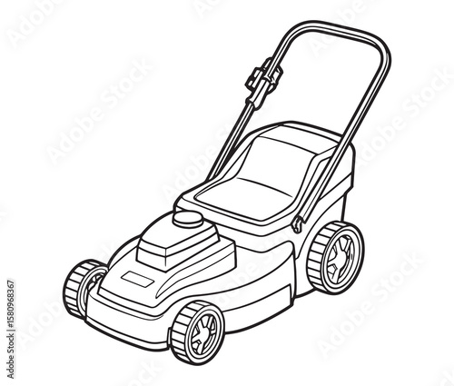 Electric lawn mower line art.