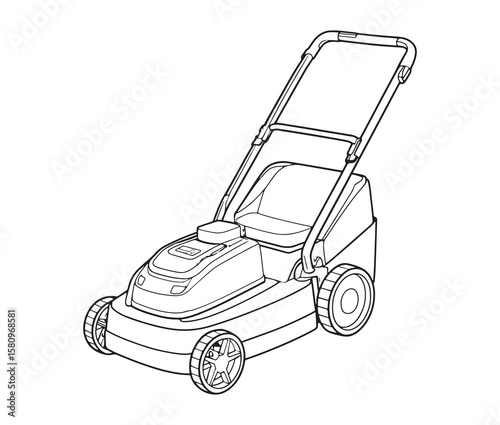Electric lawn mower line art.