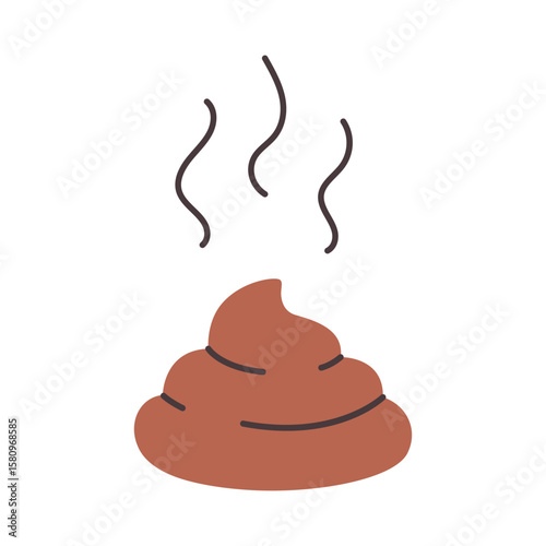 Cute brown poop. Animals and human excrements. Vector illustration in flat style