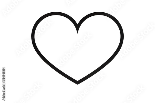 A simple heart shape outline isolated on a transparent background