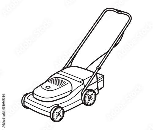 Electric lawn mower line art.