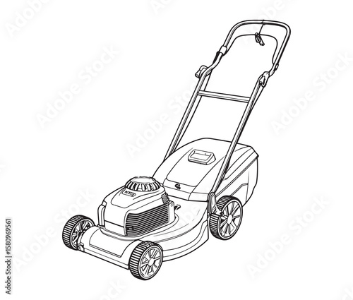Electric lawn mower line art.