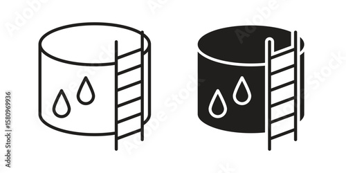 Water tank icon, outline vector sign, linear and solid style pictogram isolated on white.