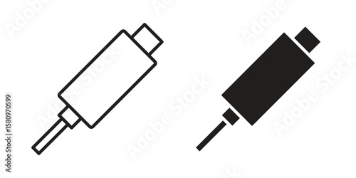 USB type c icon, outline vector sign, linear and solid style pictogram isolated on white.