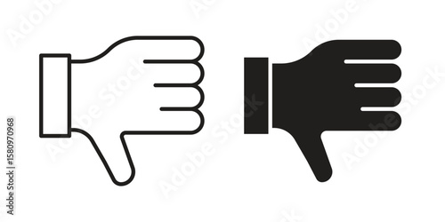 Thumb down icon, outline vector sign, linear and solid style pictogram isolated on white.