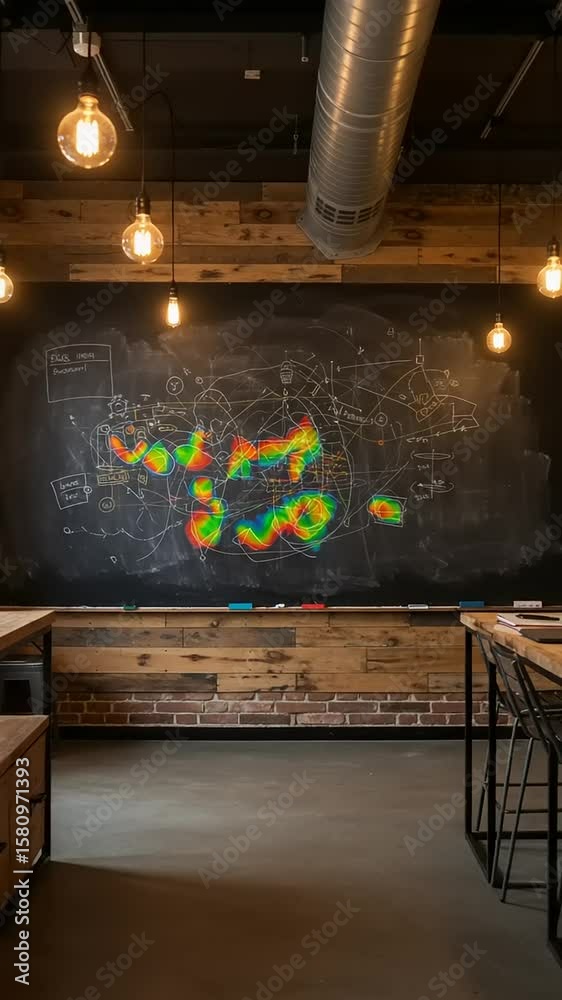 Colorful heat map displayed on chalkboard wall