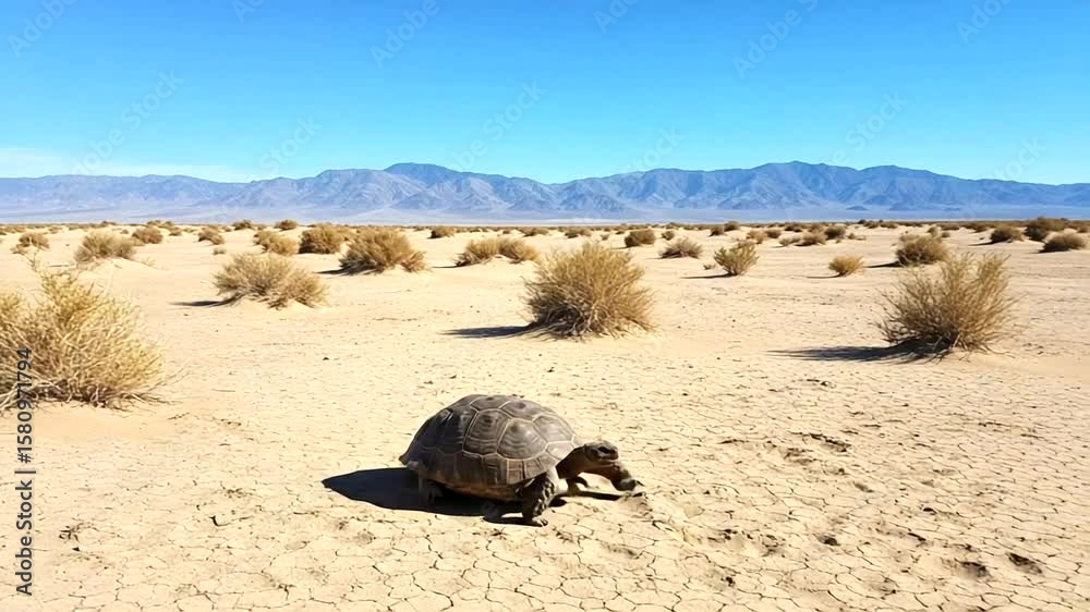 Tortoise in a desert landscape