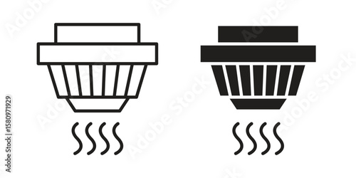 Smoke detector icon, outline vector sign, linear and solid style pictogram isolated on white.