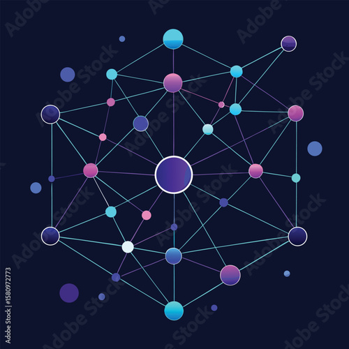 Abstract Network Glowing Dots and Lines Abstract Art