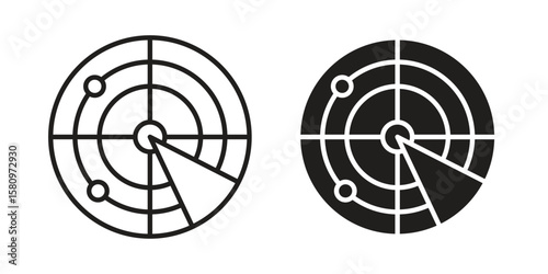 Radar detection icon, outline vector sign, linear and solid style pictogram isolated on white.