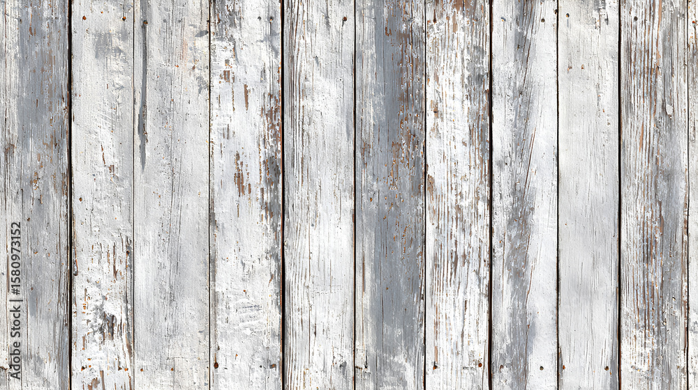 Fototapeta premium Weathered Vertical White Wooden Planks Texture Background