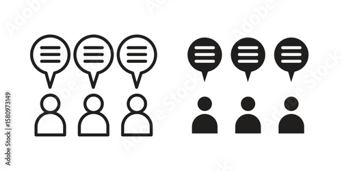 Public opinion icon, outline vector sign, linear and solid style pictogram isolated on white.