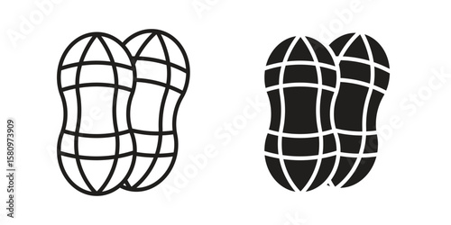 Peanut icon, outline vector sign, linear and solid style pictogram isolated on white.