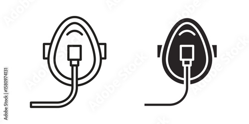 Oxygen mask icon, outline vector sign, linear and solid style pictogram isolated on white.