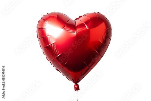 A shiny red heart balloon isolated on transparent background
