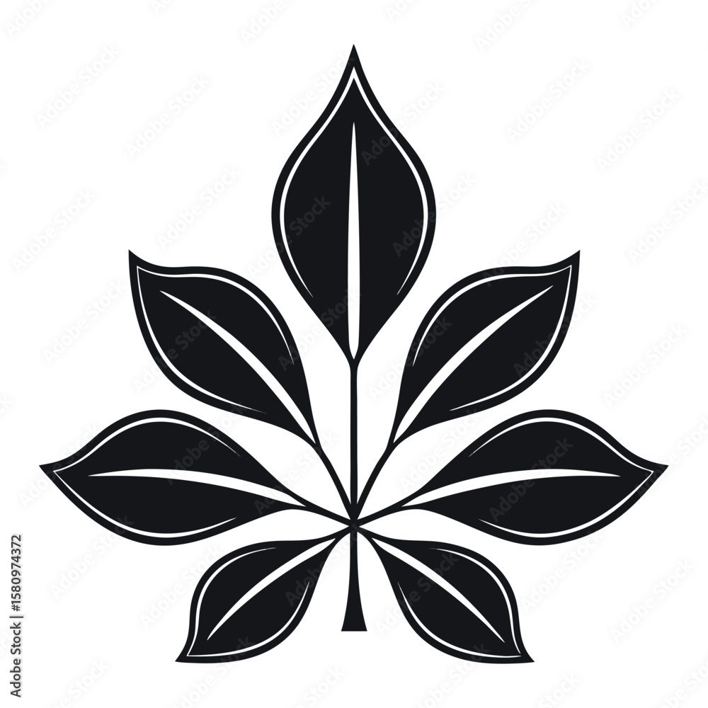 Obraz premium Black horse chestnut leaf silhouette