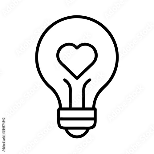 Heart light bulb idea creative inspiration love innovation thinking solution concept design vector icon