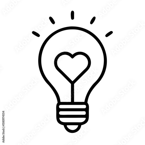 Lightbulb heart icon idea inspiration creative love innovation symbol vector design graphic art