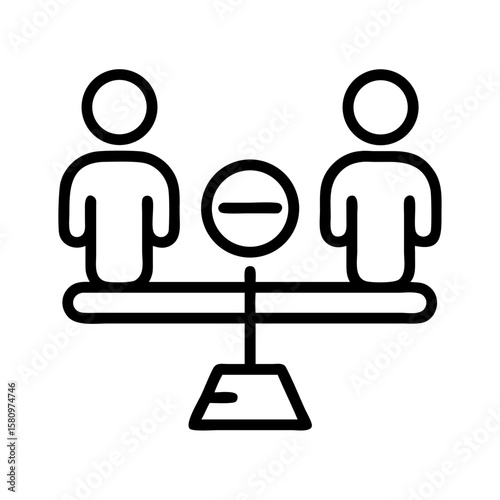 Balance scale comparison people equal weight fairness equilibrium symbol icon vector graphic design