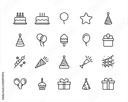 Birthday icon set