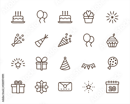 Birthday icon set