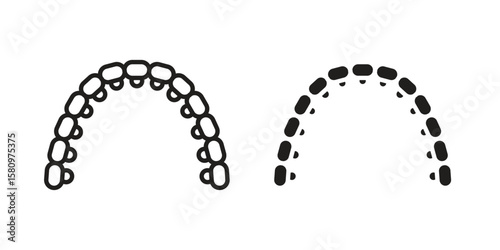 Lingual braces icon, outline vector sign, linear and solid style pictogram isolated on white.