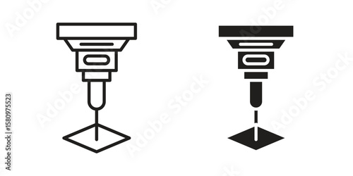 Laser machine icon, outline vector sign, linear and solid style pictogram isolated on white.