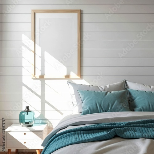 marine room with sea decor and furniture, Coastal style, bedroom interior