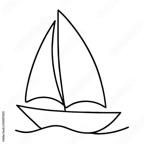 A vector illustration of a sailing yacht on the ocean, featuring a nautical vessel icon perfect for summer travel