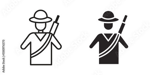 Hunter icon, outline vector sign, linear and solid style pictogram isolated on white.