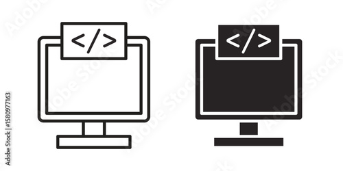 Front end icon, outline vector sign, linear and solid style pictogram isolated on white.