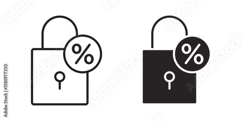 Fixed rate mortgage icon, outline vector sign, linear and solid style pictogram isolated on white.