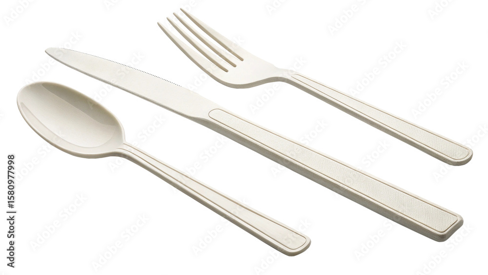 Set of Disposable Cutlery isolated on transparent Background Set of Disposable Cutlery isolated on transparent Background