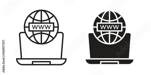 Domain icon, outline vector sign, linear and solid style pictogram isolated on white.