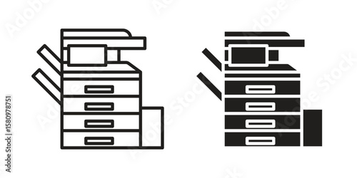Copier icon, outline vector sign, linear and solid style pictogram isolated on white.