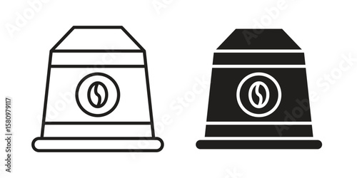Coffee capsule icon, outline vector sign, linear and solid style pictogram isolated on white.