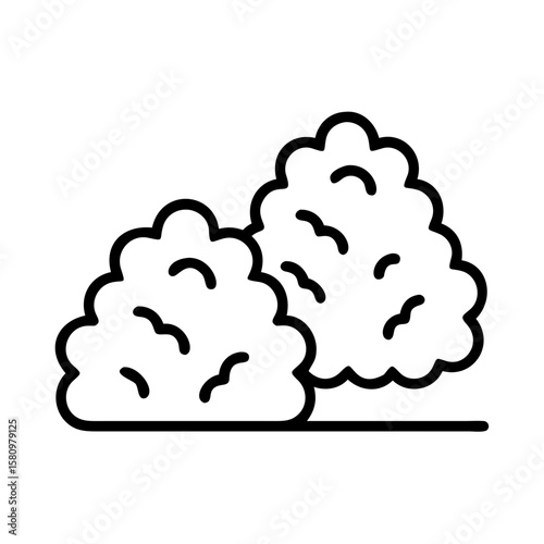 Illustration of garden bushes landscaping plants vector icon design element for graphics and web, line art style