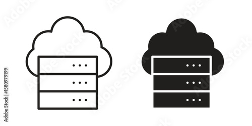 Cloud server icon, outline vector sign, linear and solid style pictogram isolated on white.
