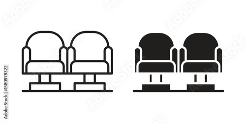 Cinema seat icon, outline vector sign, linear and solid style pictogram isolated on white.