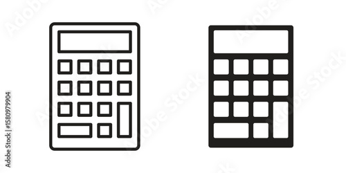 Calculator icon, outline vector sign, linear and solid style pictogram isolated on white.
