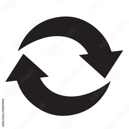 Refresh arrows graphic illustration, black arrows circle, circular motion arrows